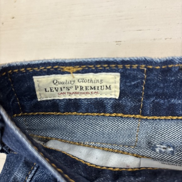 Levi's 505 Selvedge Jeans Mens 38x32 Blue Denim Straight Zip Fly Dark Wash - Picture 6 of 14